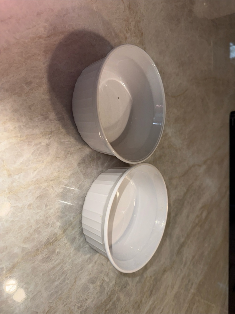 Corning Ware French White 2 Piece Souffle Casserole Ramekin Dish